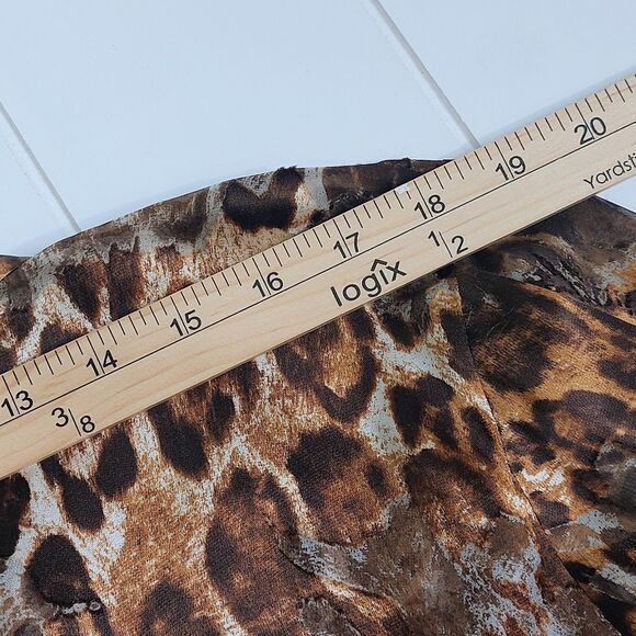 Lafayette 148 Animal Print Semi-Sheer Blouse Women's Size 18 Silk Blend Luxury - Picture 9 of 10